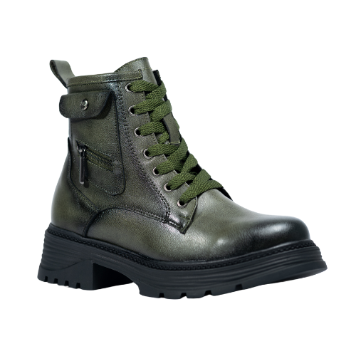 🖤 Botas Madrid de Ecocuero Verdes Oscuro con Cordones - Estilo Moderno y Audaz