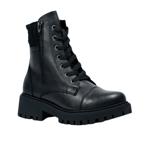 Botas Negras Bilbao con Cordones En Ecocuero