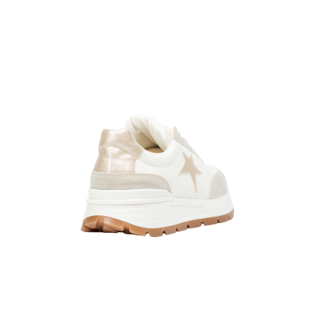 Sneakers Rumba Blancos con Estrella Dorada y Suela de caucho