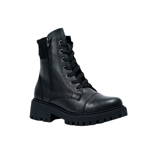 Botas Negras Bilbao con Cordones En Ecocuero