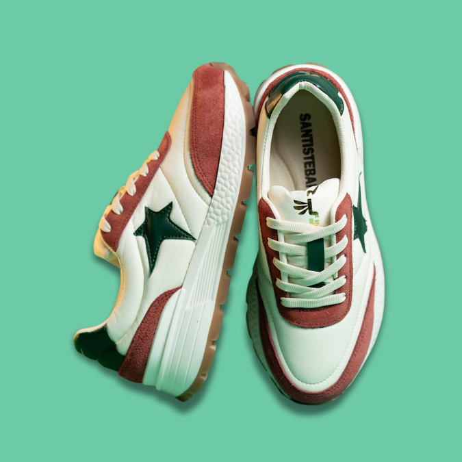 Sneakers Rumba Blancos con Estrella Dorada y Suela de caucho