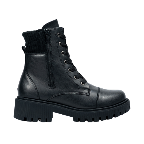 Botas Negras Bilbao con Cordones En Ecocuero