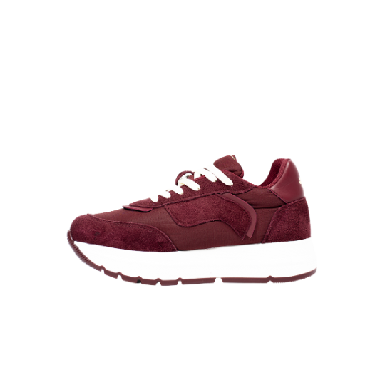 Sneakers Burdeos en Gamuza con Suela Chunky