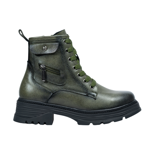 🖤 Botas Madrid de Ecocuero Verdes Oscuro con Cordones - Estilo Moderno y Audaz