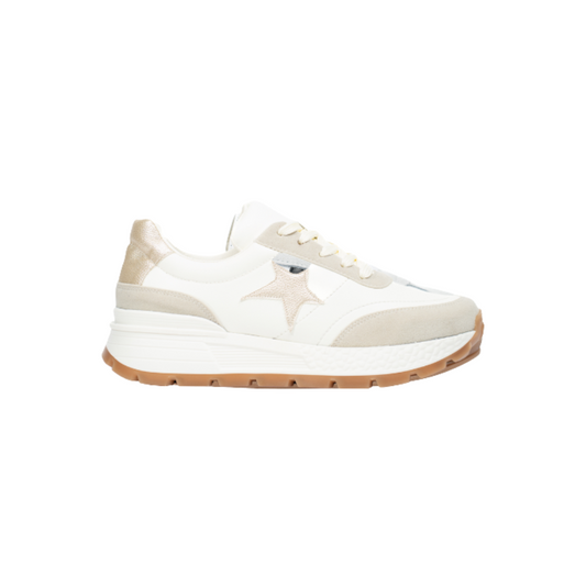Sneakers Blancos con Estrella Dorada y Suela de caucho