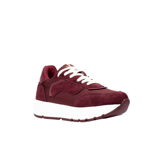 Sneakers Burdeos en Gamuza con Suela Chunky