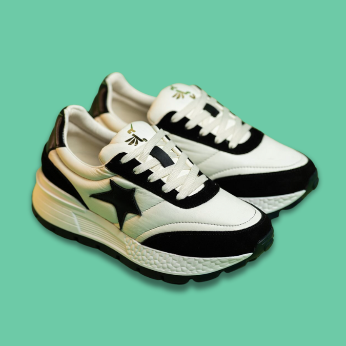 Sneakers Rumba Blancos con Estrella Dorada y Suela de caucho