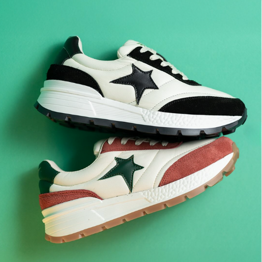 Sneakers Rumba Blancos con Estrella Dorada y Suela de caucho