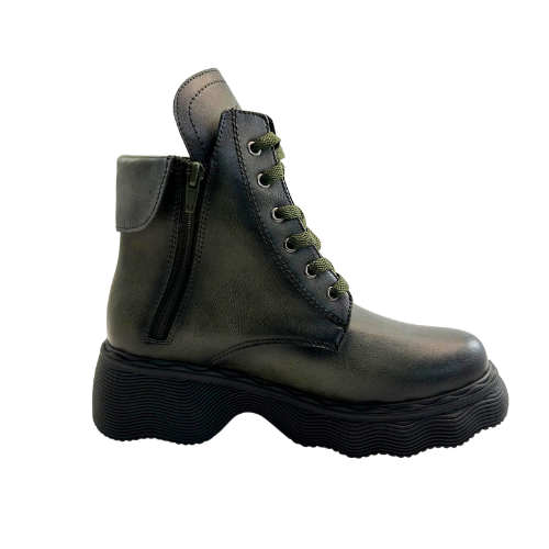 🖤 Botas de Ecocuero Verde con Cordones - Estilo Audaz y Vanguardista ✨