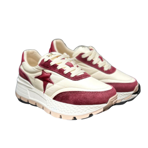 Sneakers Rumba Blancos con Estrella Dorada y Suela de caucho